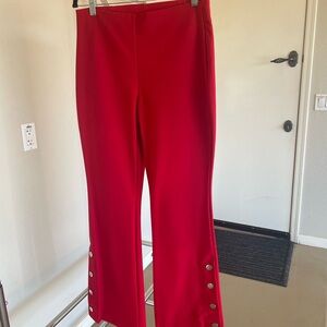 INC International Concepts Red Flare Pants with Silver Buttons
